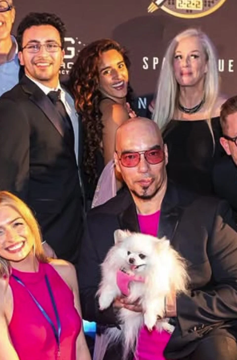 Steph Ferrera with the Lunaprise crew on the red carpet at Kennedy Space Center, February 2024.