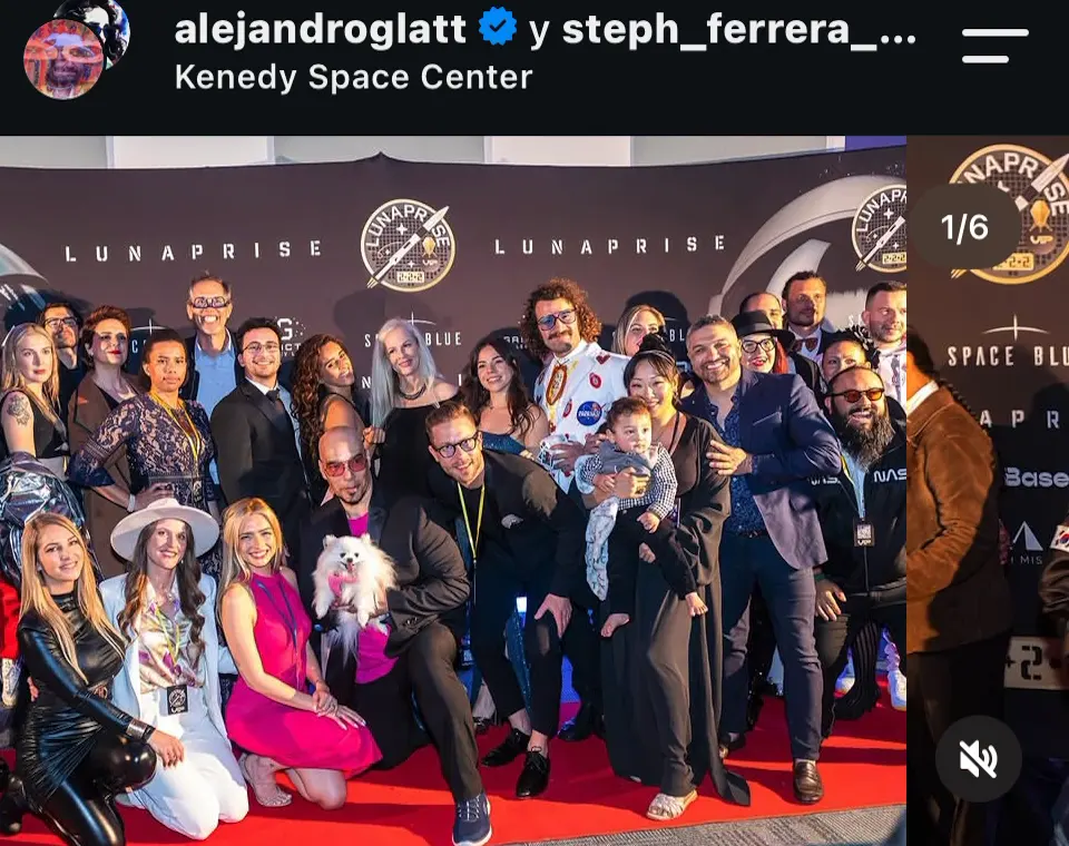 The Lunaprise crew on the red carpet at Kennedy Space Center.